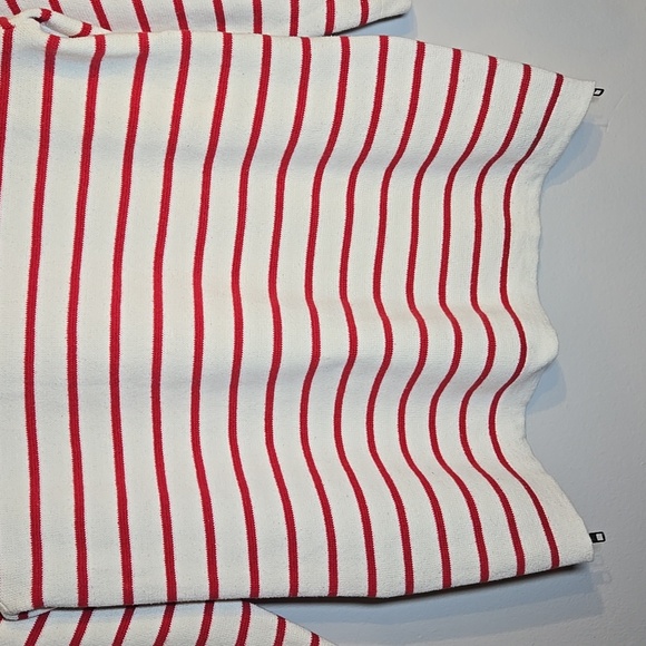 J. Crew Cotton Knit Nautical Red and White Striped Zipper Sides Pullover Sweater - Picture 8 of 12